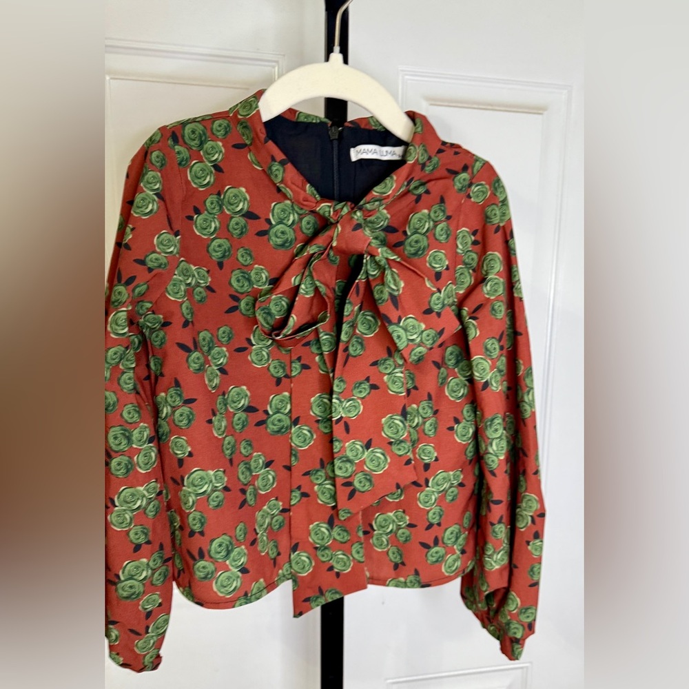 Floral Kids‎ Blouse - Red and Green